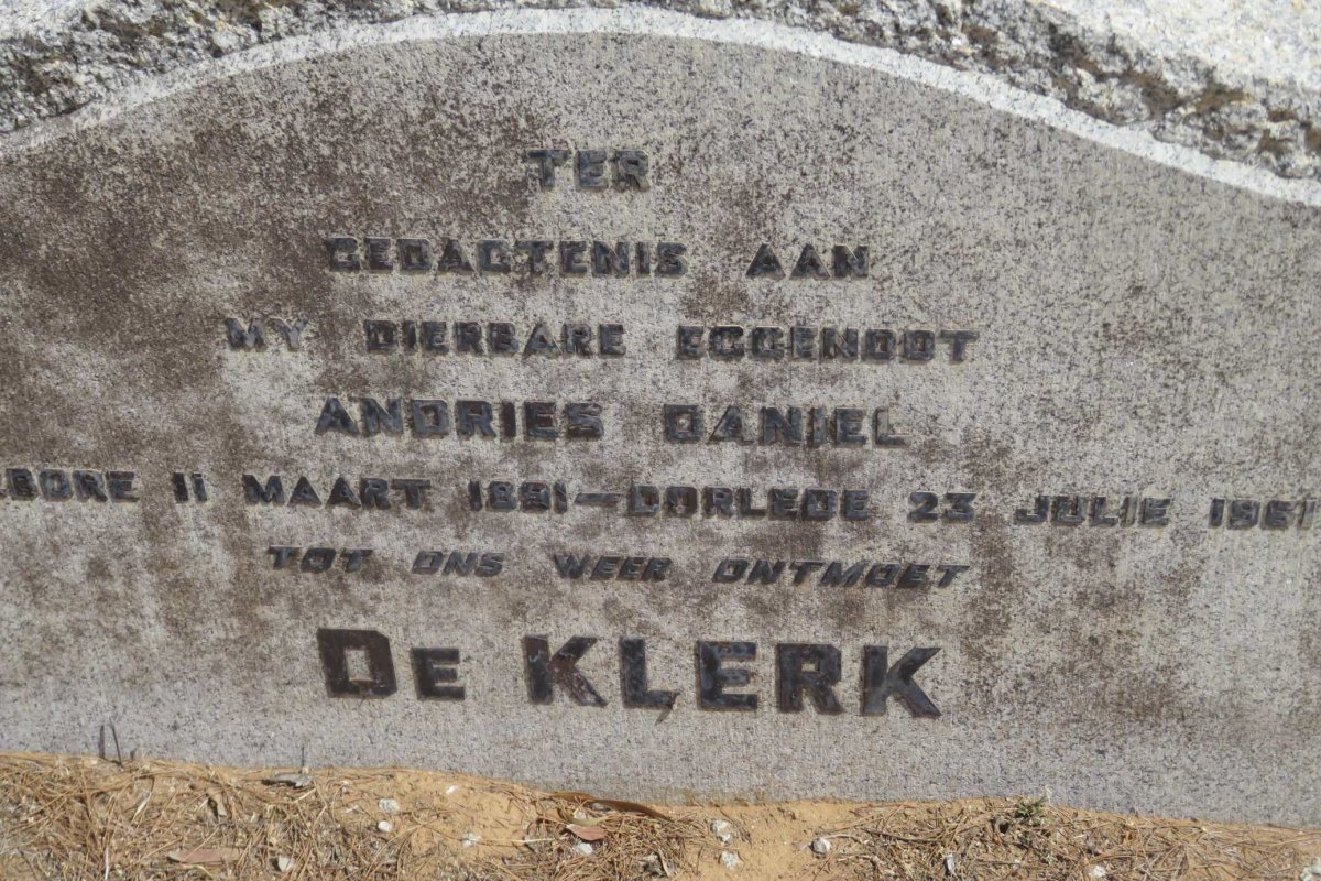KLERK Andries Daniel, de 1891-1961