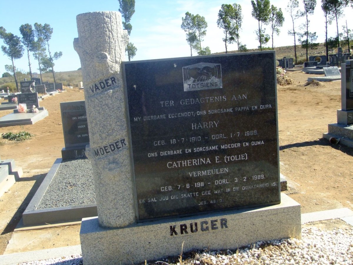 KRUGER Harry 1910-1969 &amp; Catherina E. VERMEULEN 1911-1989 :: KRUGER Ockie 1944-1999
