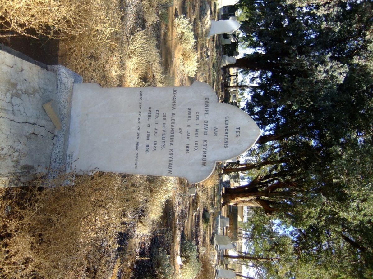 KRYNAUW Daniel David 1819-1894 &amp; Johanna Alexandrina DE VILLIERS 1827-1900