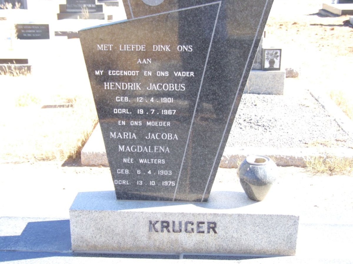 KRUGER Hendrik Jacobus 1901-1967 &amp; Maria Jacoba Magdalena WALTERS 1903-1975