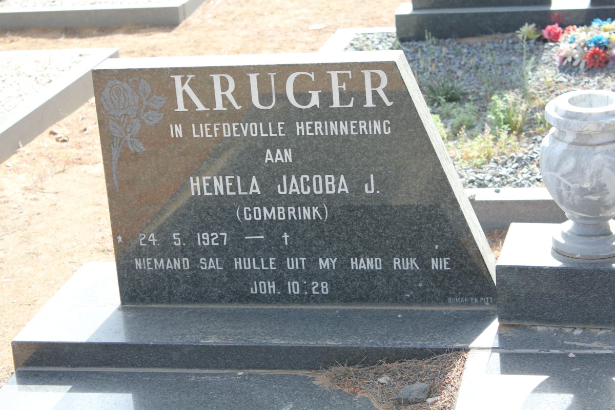 KRUGER Henela Jacoba J. nee COMBRINK 1927-