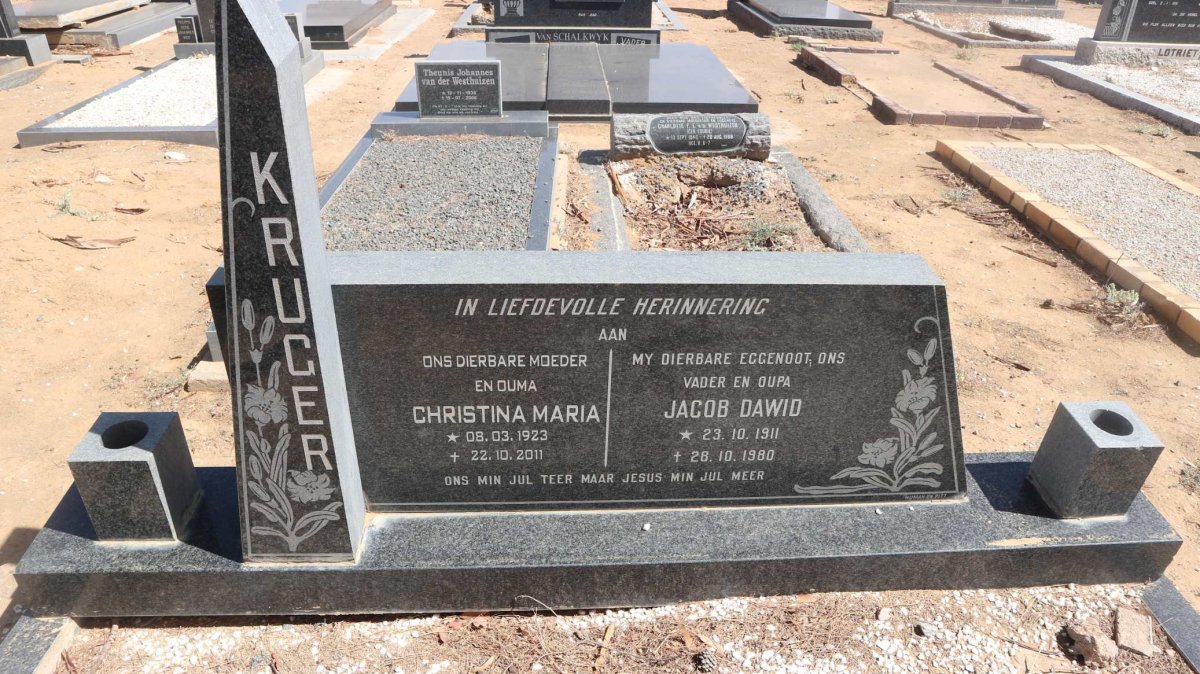 KRUGER Jacob Dawid 1911-1980 &amp; Christina Maria 1923-2011