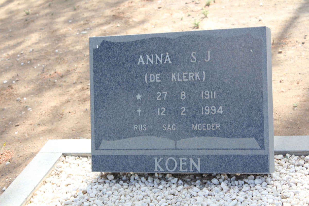 KOEN Anna S.J. nee DE KLERK 1911-1994