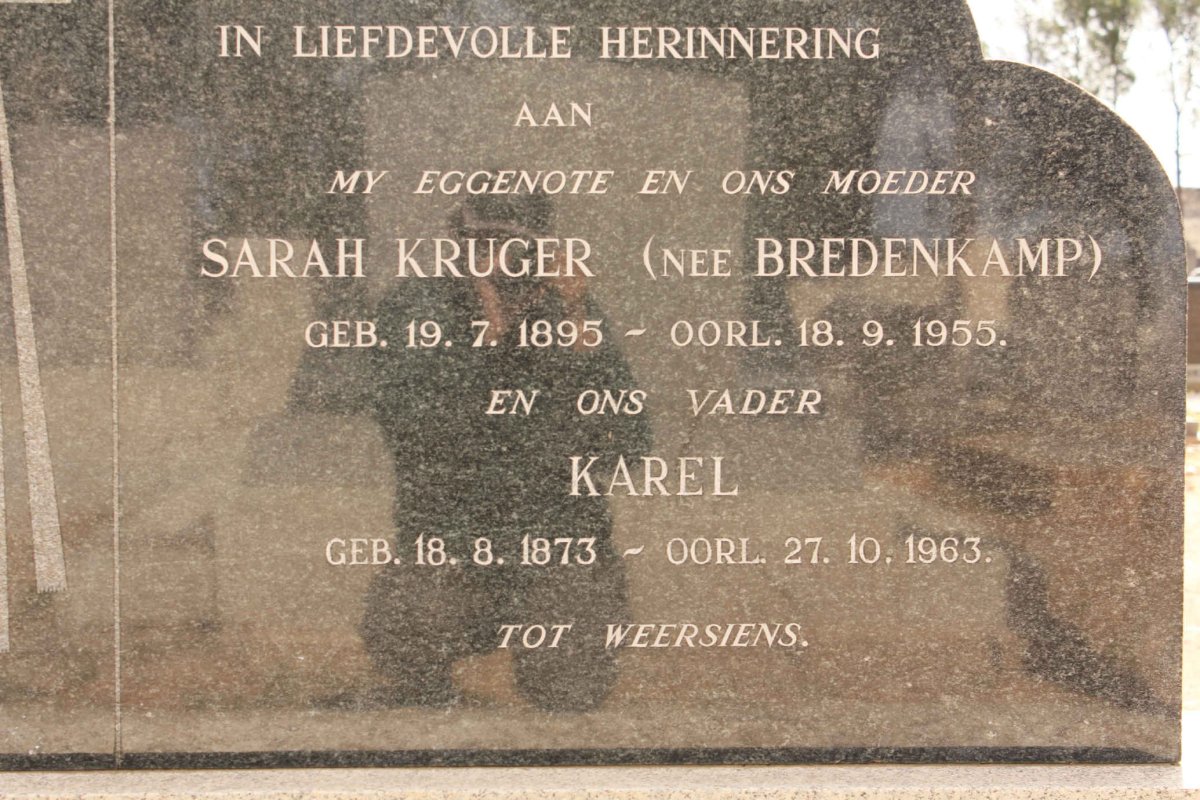 KRUGER Karel 1873-1963 &amp; Sarah BREDENKAMP 1895-1955