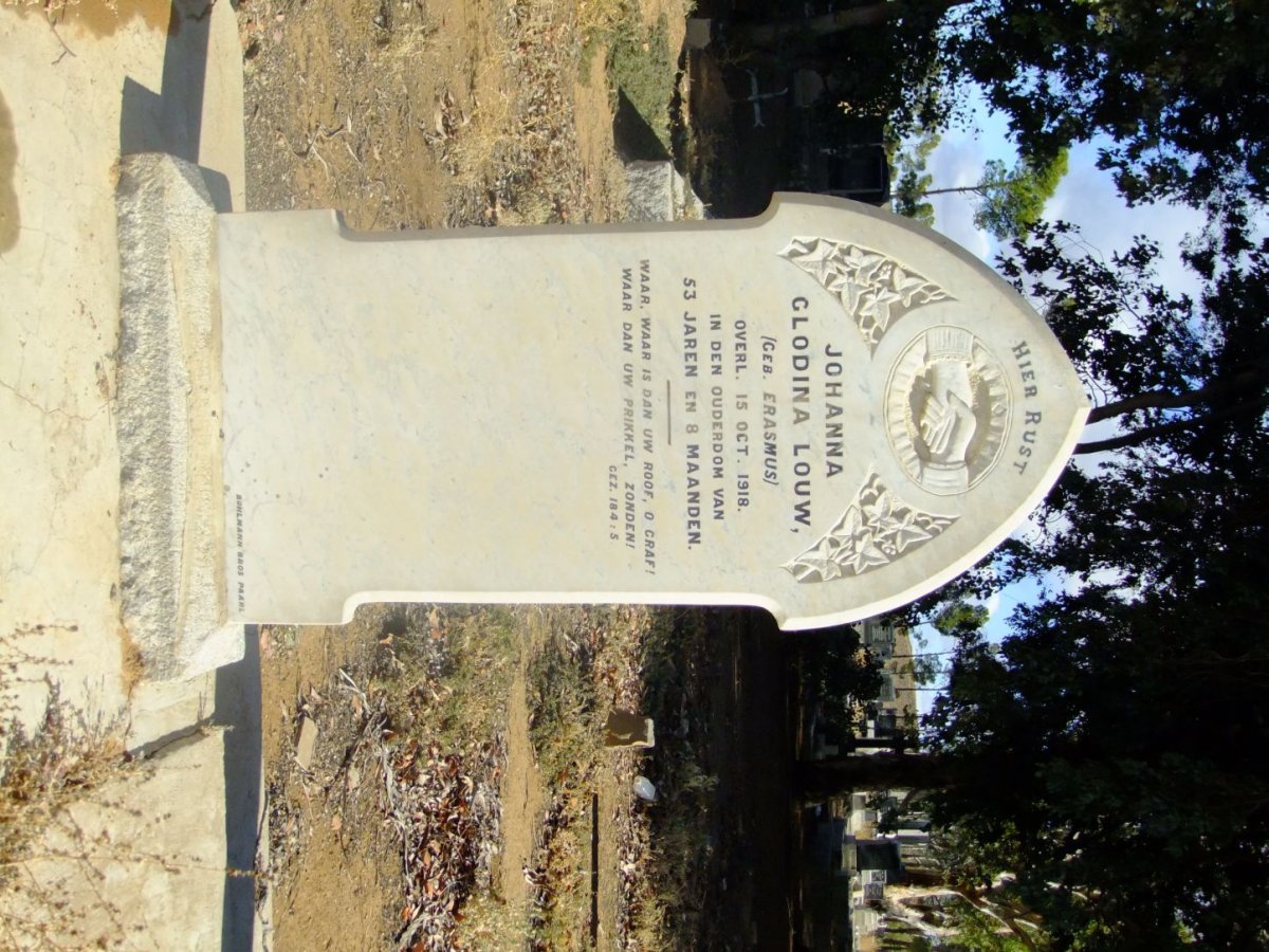 LOUW Johanna Glodina nee ERASMUS -1918