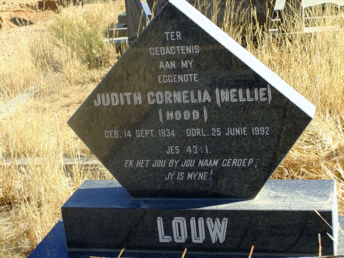 LOUW Judith Cornelia nee HOOD 1934-1992