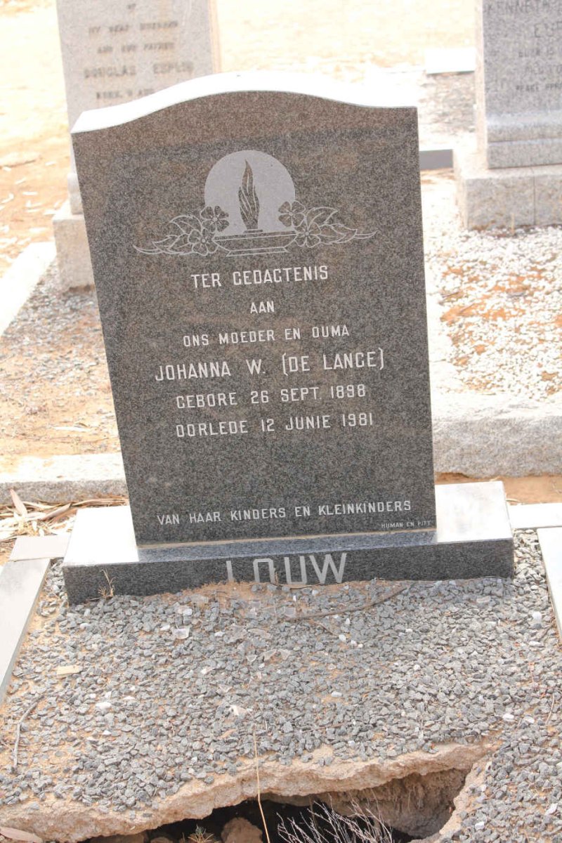 LOUW Johanna W. nee DE LANGE 1898-1981
