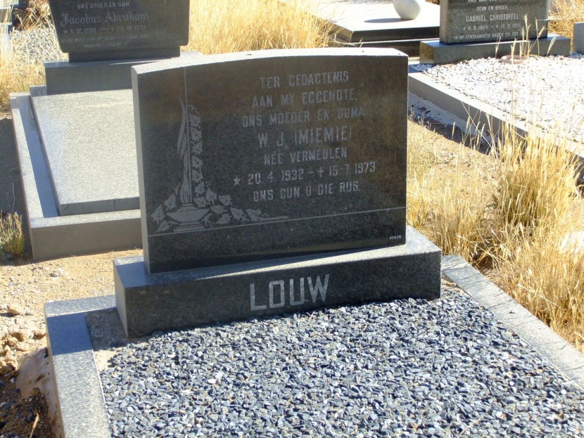 LOUW W.J. nee VERMEULEN 1932-1973