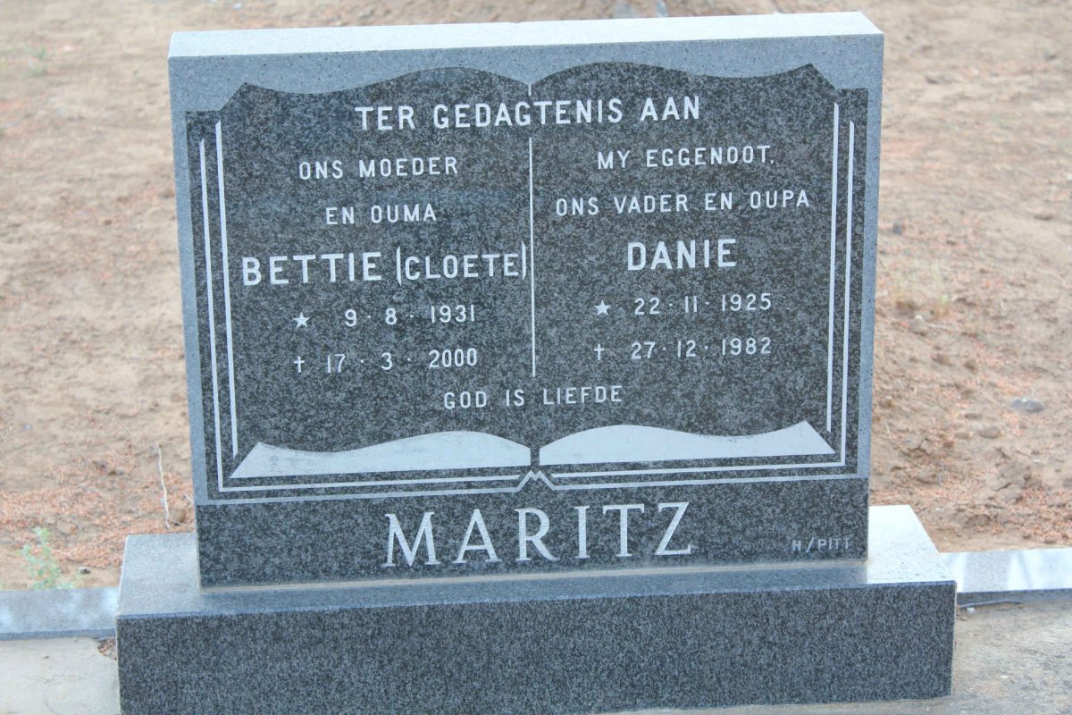 MARITZ Danie 1925-1982 &amp; Bettie CLOETE 1931-2000