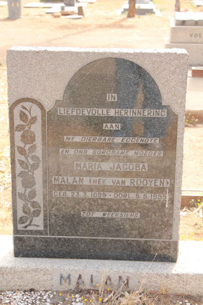 MALAN Maria Jacoba nee VAN ROOYEN 1899-1955