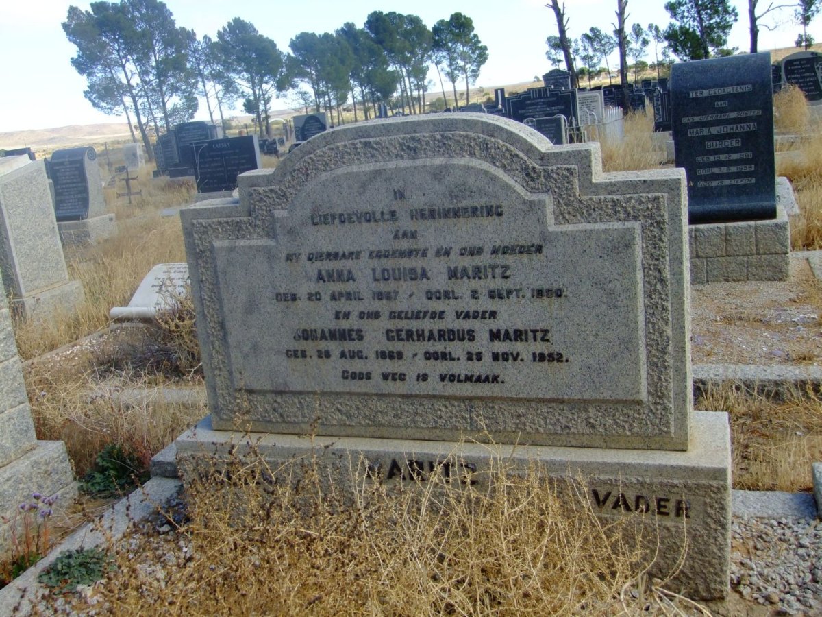 MARITZ Johannes Gerhardus 1869-1952 &amp; Anna Louisa 1867-1950
