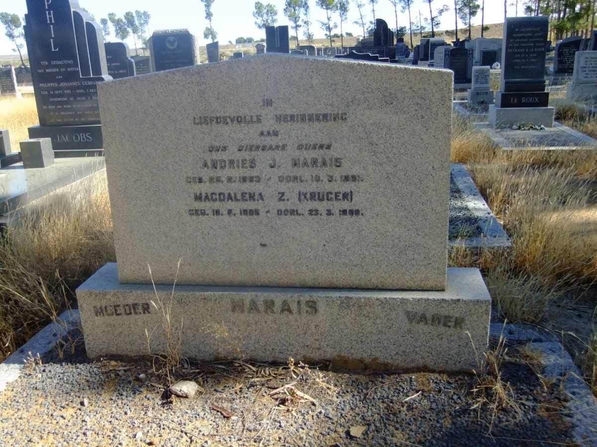 MARAIS Andries J. 1883-1961 &amp; Magdalena Z. KRUGER 1886-1968