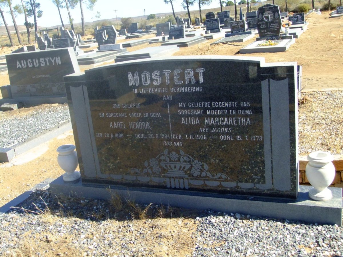MOSTERT Karel Hendrik 189?-1984 &amp; Alida Margaretha JACOBS 1906-1973