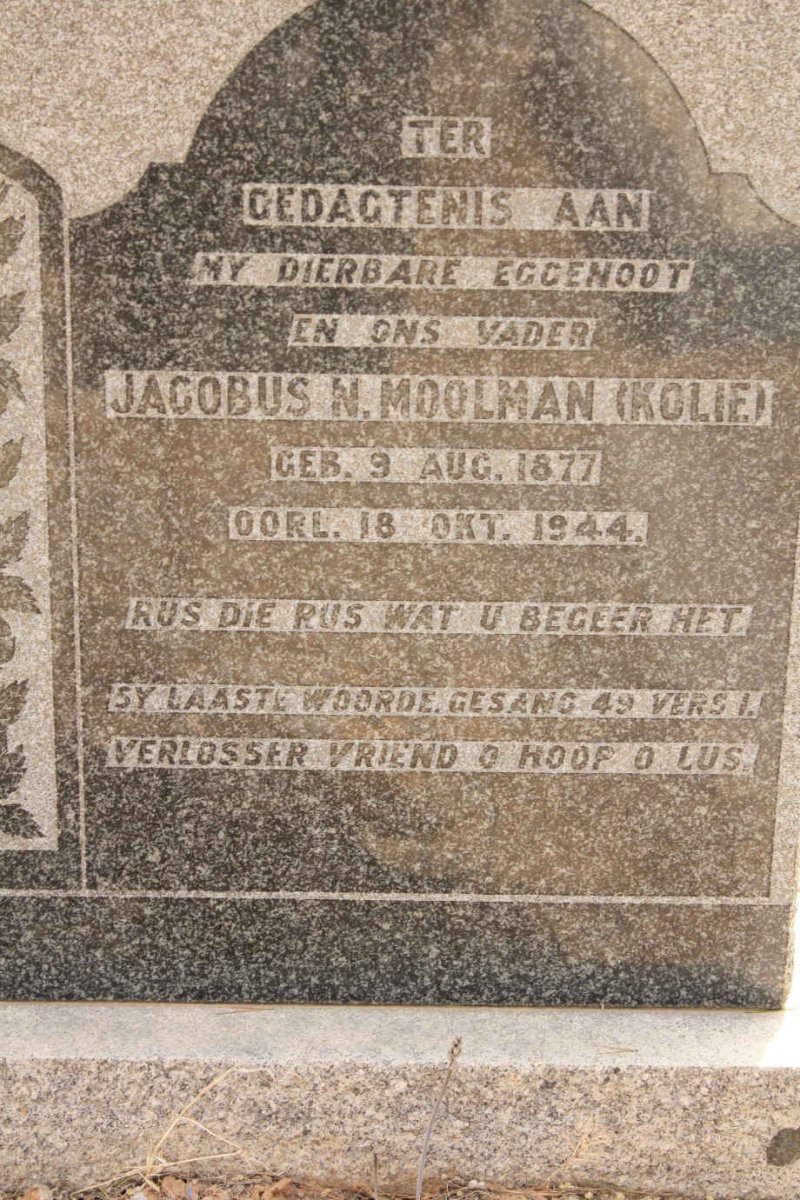 MOOLMAN Jacobus N. 1877-1944