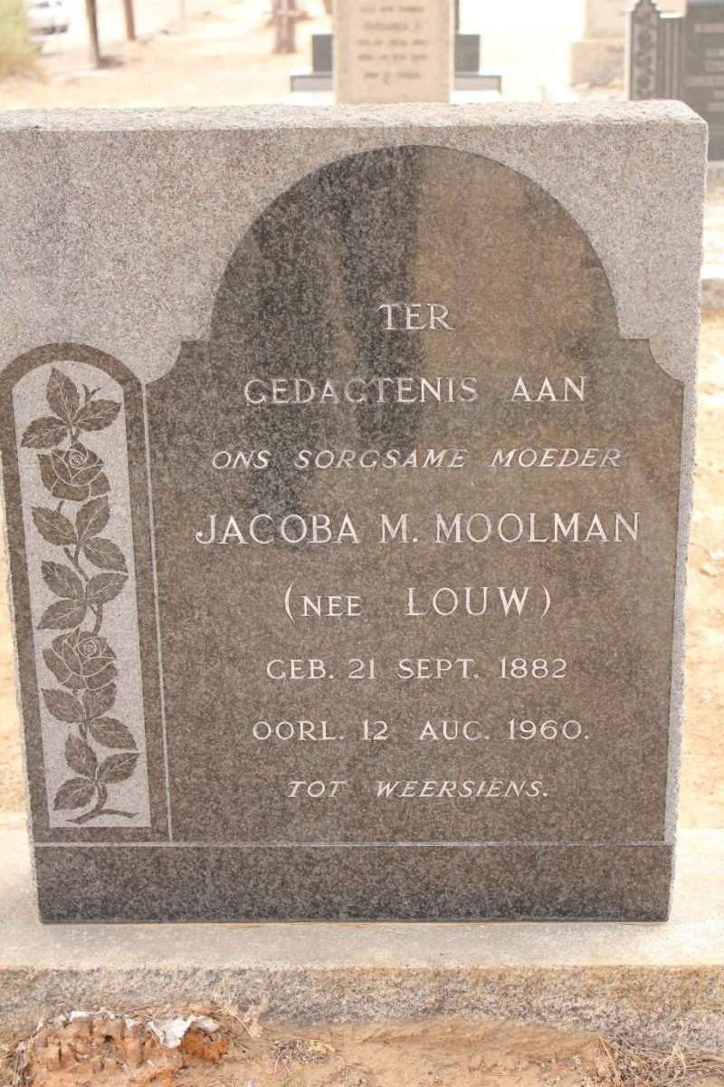 MOOLMAN Jacoba M. nee LOUW 1882-1960
