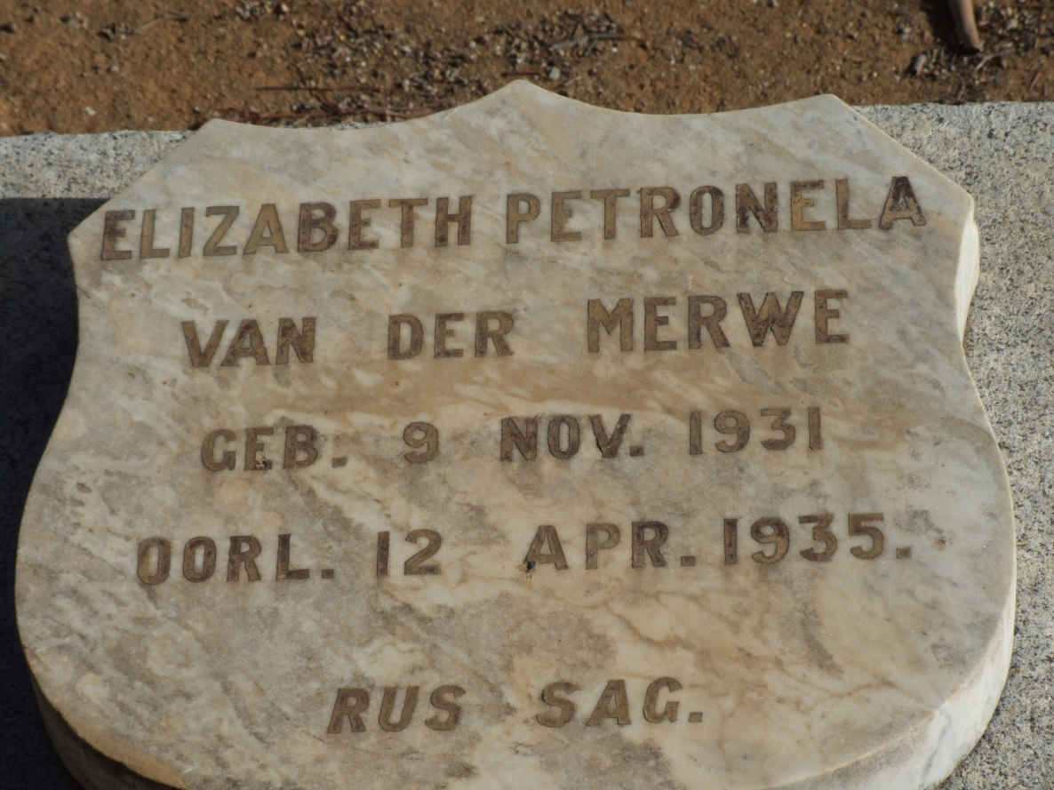 MERWE Elizabeth Petronela, van der 1931-1935