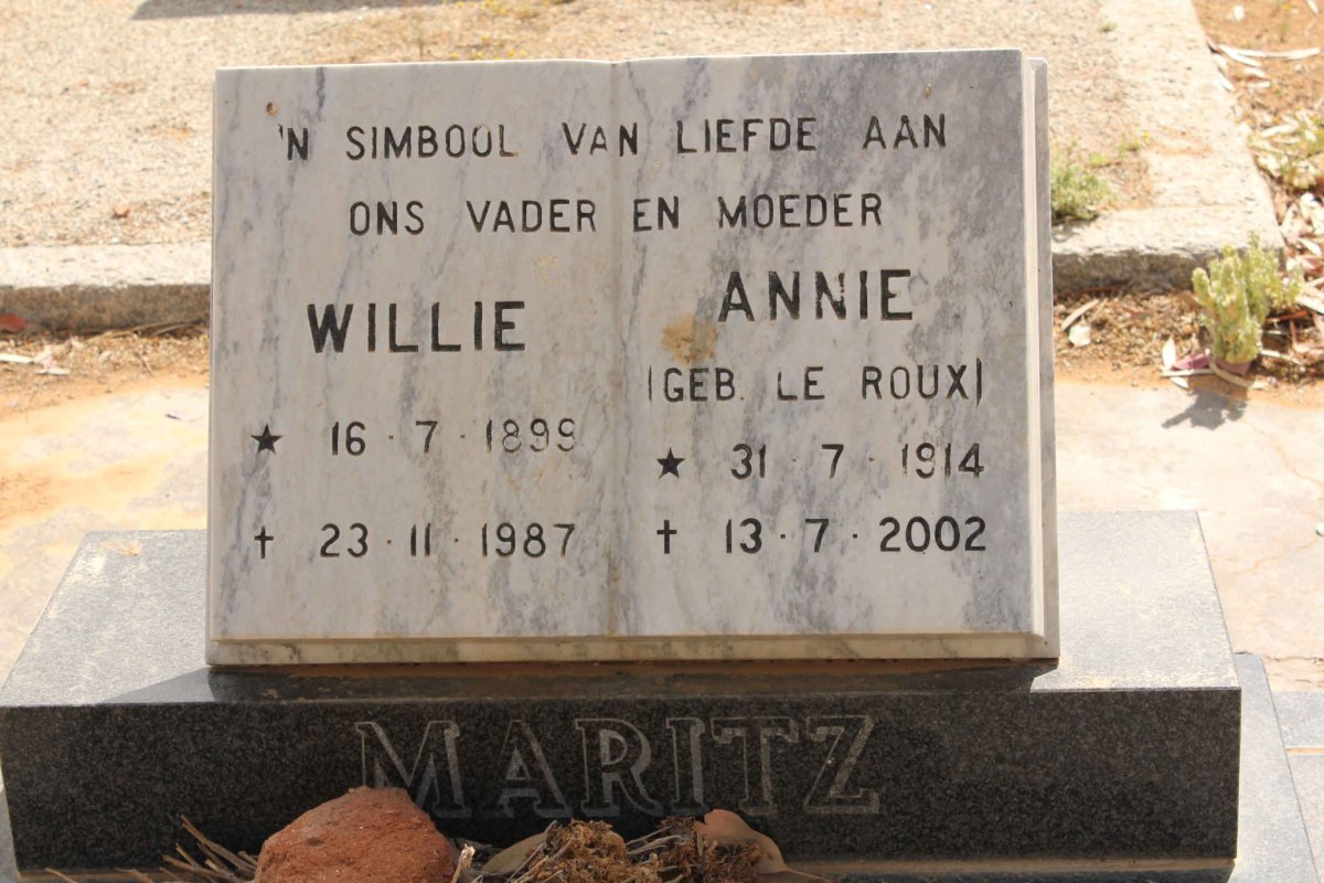 MARITZ Willie 1899-1987 &amp; Annie LE ROUX 1914-2002