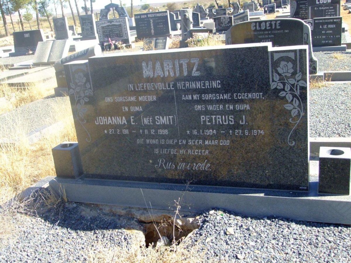 MARITZ Petrus J. 1904-1974 &amp; Johanna E. SMIT 1911-1998