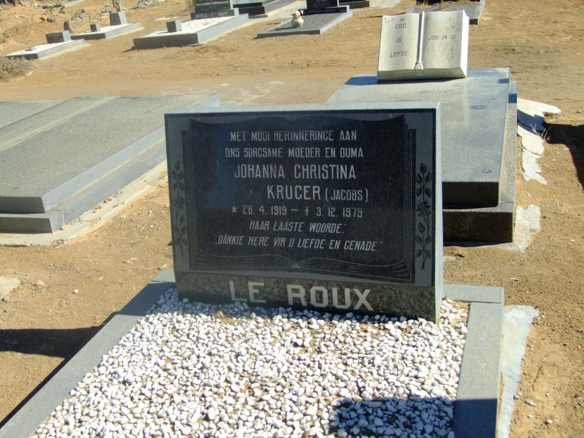ROUX Johanna Christina Kruger, le nee JACOBS 1919-1979