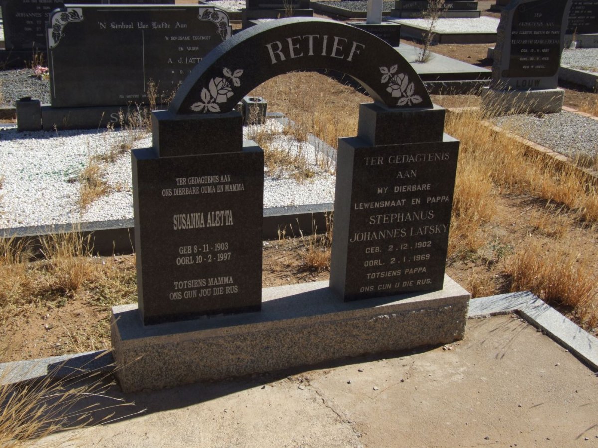 RETIEF Stephanus Johannes Latsky 1902-1969 &amp; Susanna Aletta 1903-1997