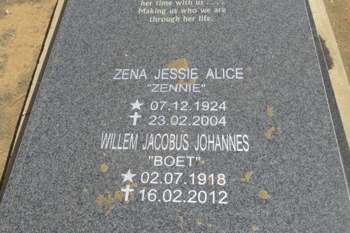 ROUX Willem Jacobus Johannes, le 1918-2012 &amp; Zena Jessie Alice 192?-2004