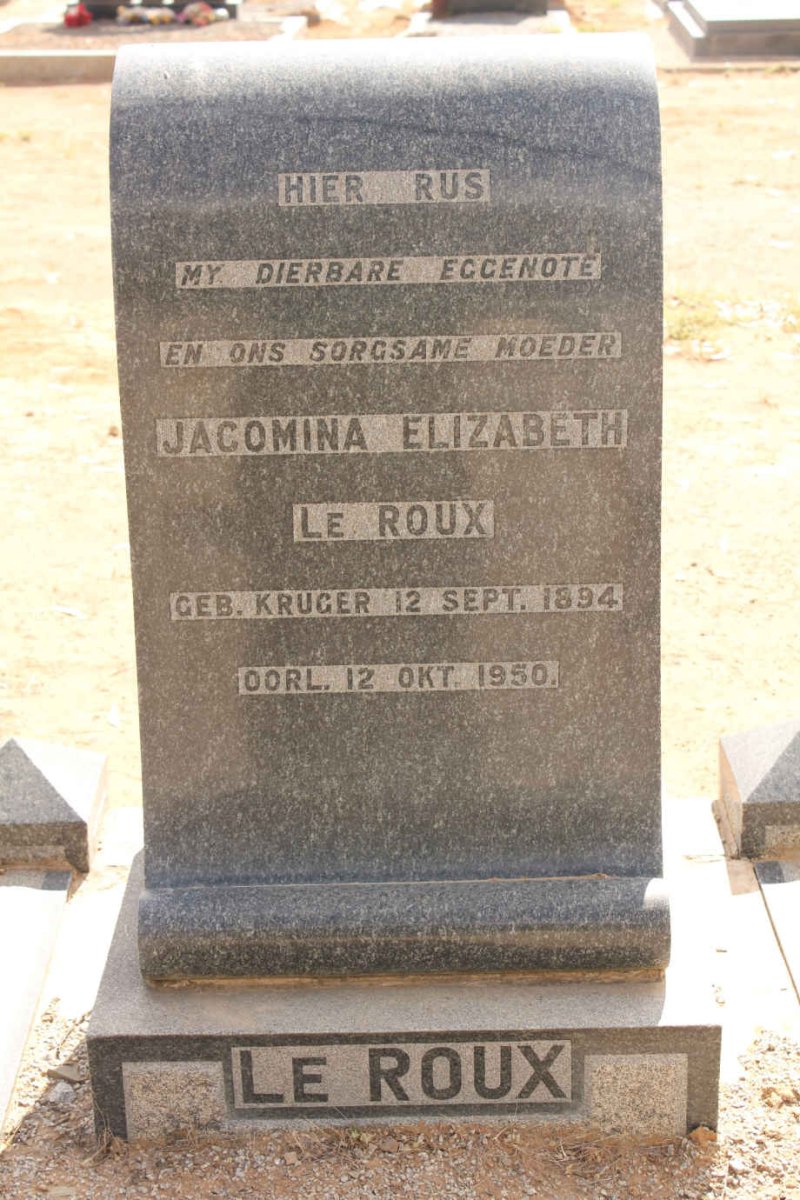 ROUX Jacomina Elizabeth, le 1894-1950