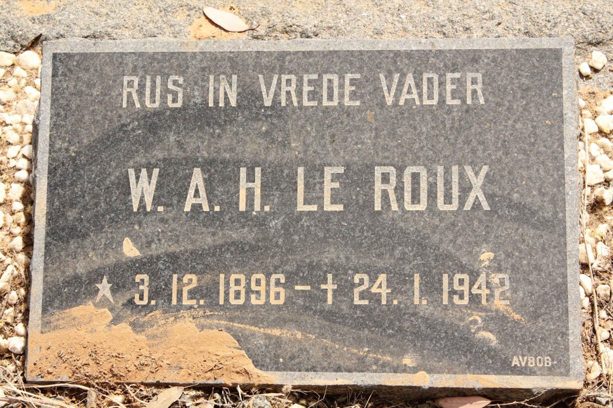 ROUX W.A.H., le 1896-1942