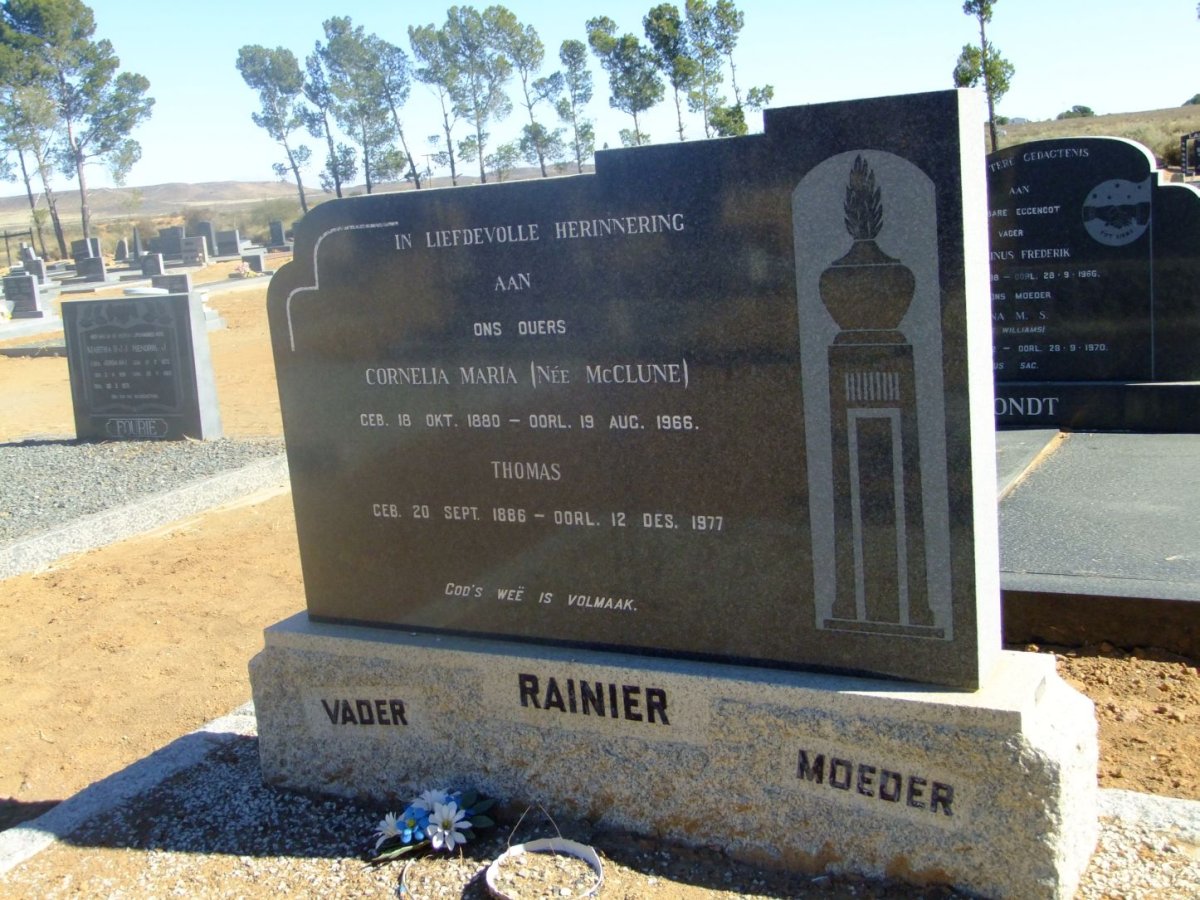 RAINIER Thomas 1886-1977 &amp; Cornelia Maria McCLUNE 1880-1966