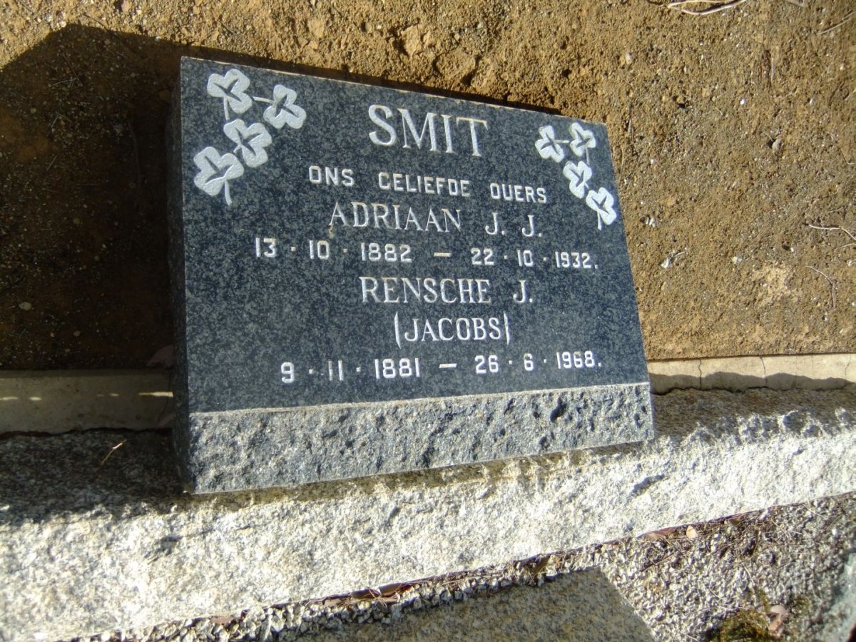 SMIT Adriaan J.J. 1882-1932 &amp; Rensche J. JACOBS 1881-1968