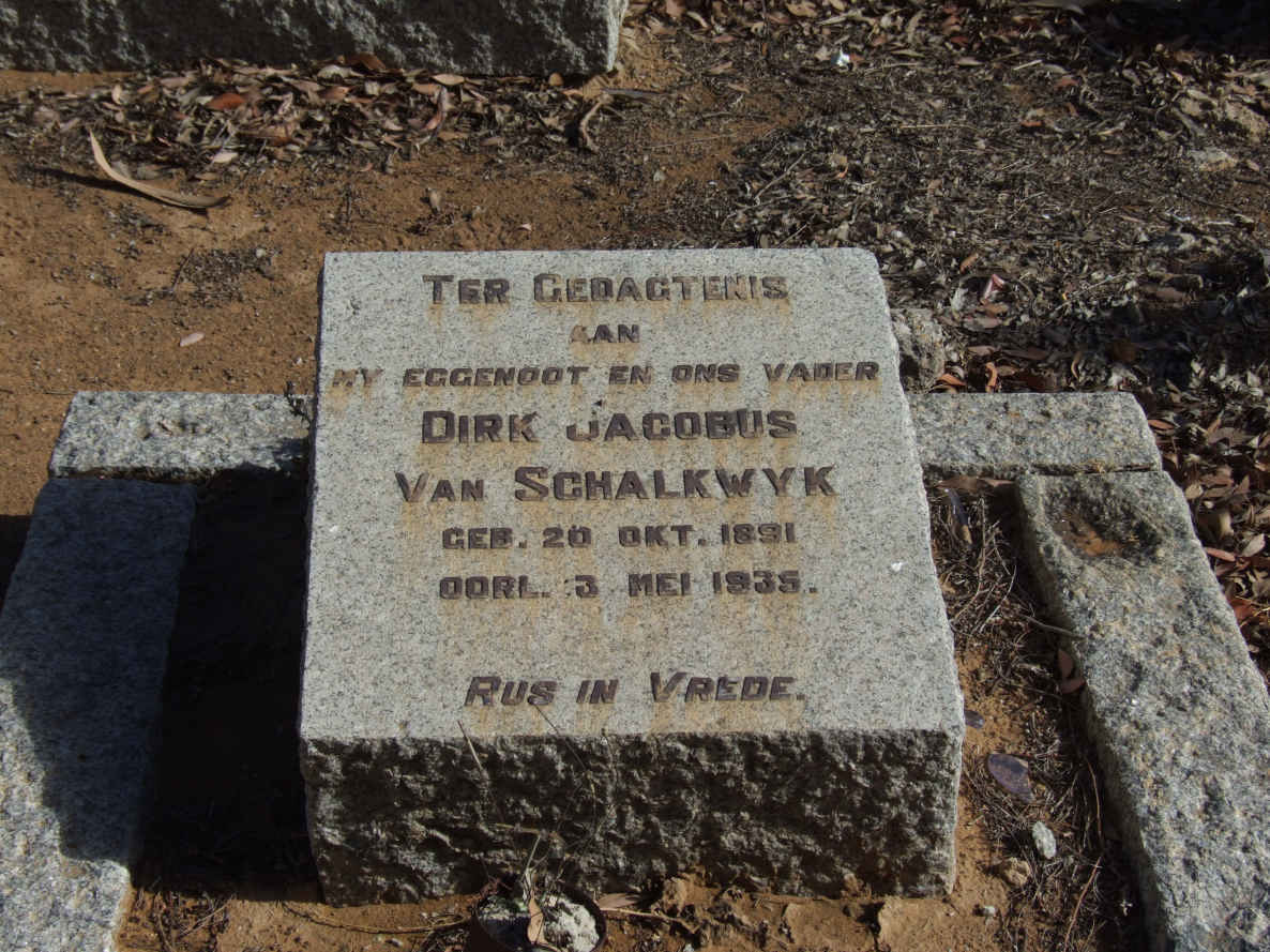 SCHALKWYK Dirk Jacobus, van 1891-1935