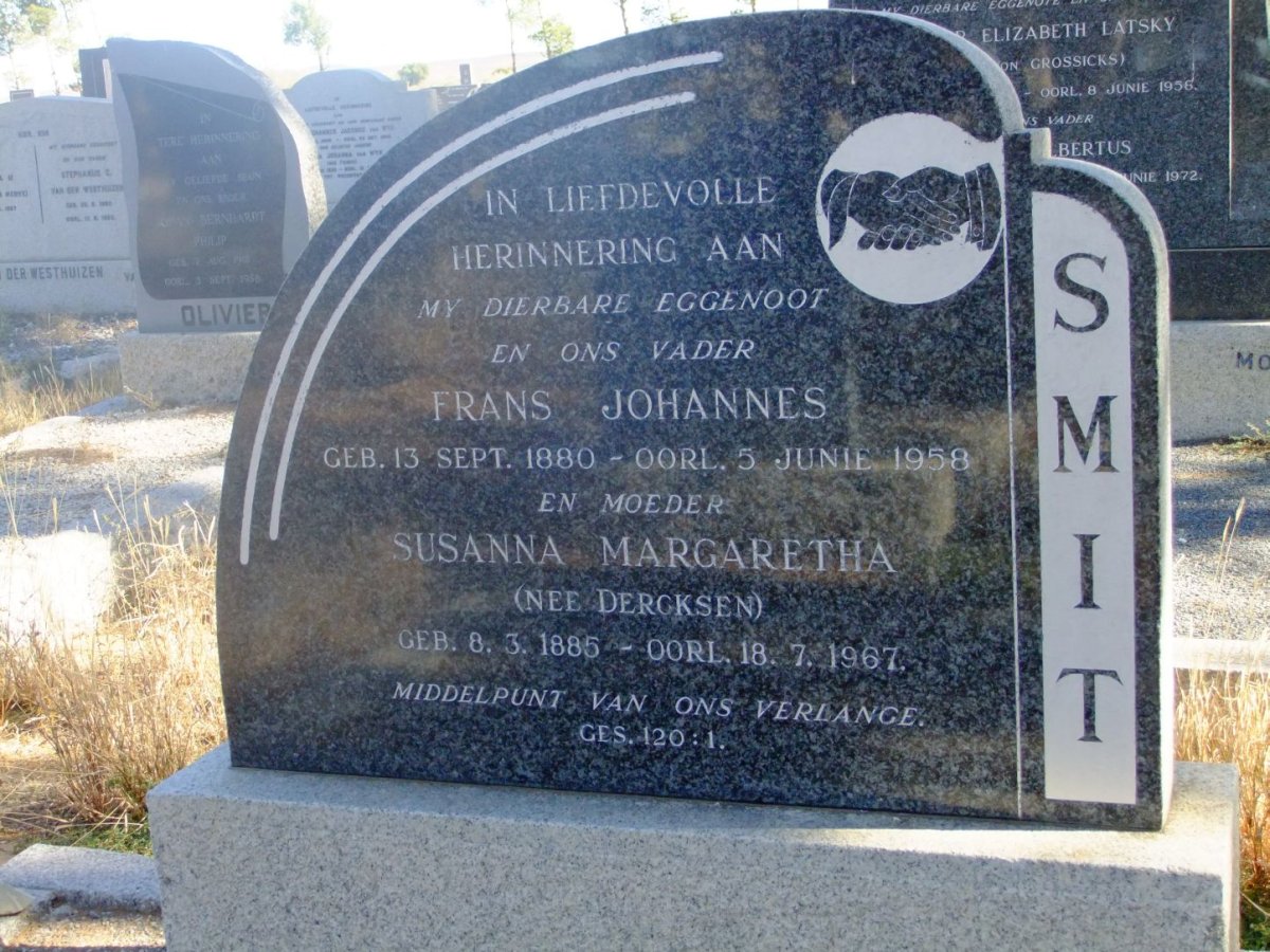 SMIT Frans Johannes 1880-1958 &amp; Susanna Margaretha DERCKSEN 1885-1967