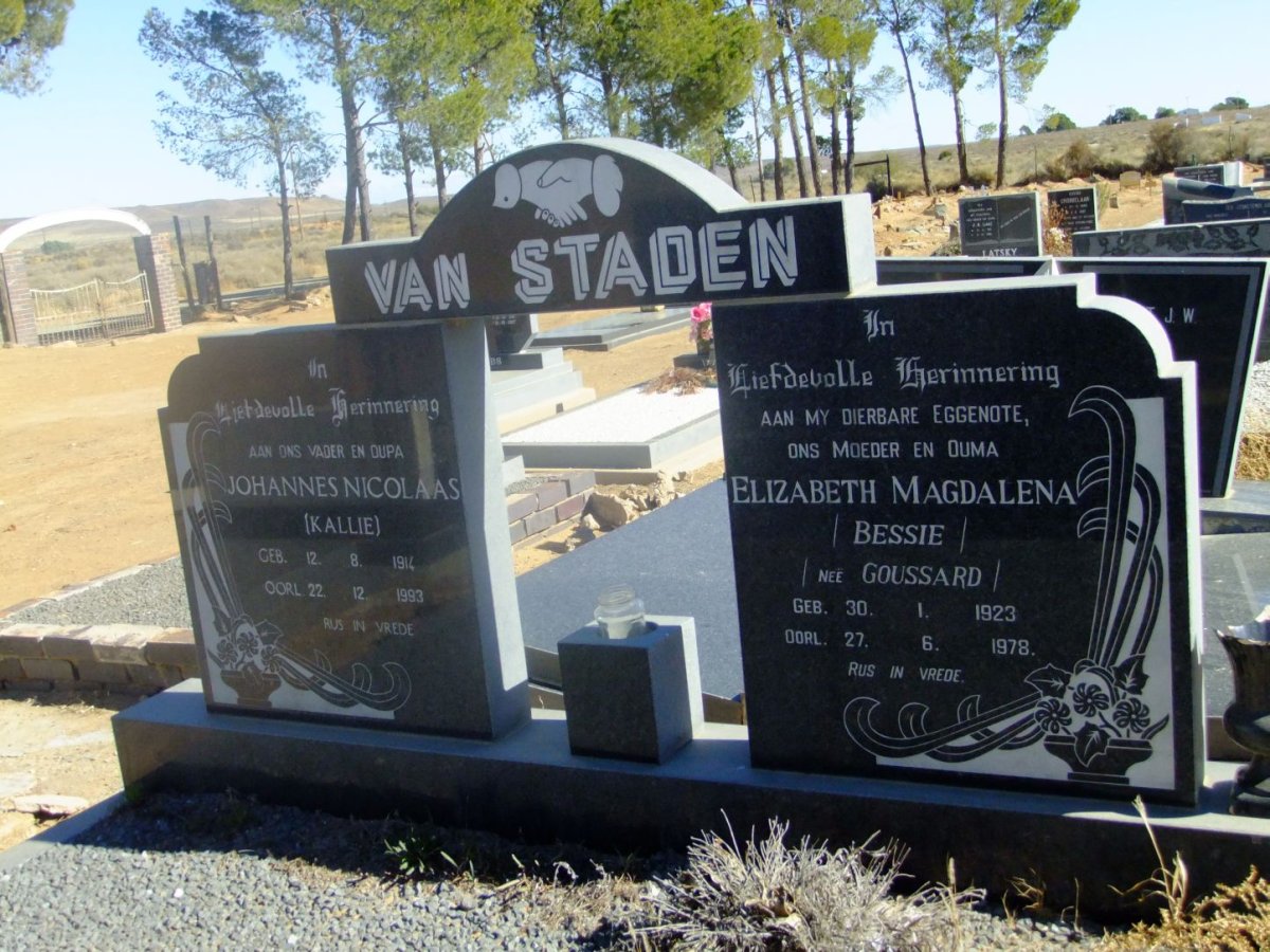 STADEN Johannes Nicolaas, van 1914-1993 &amp; Elizabeth Magdalena GOUSSARD 1923-1978