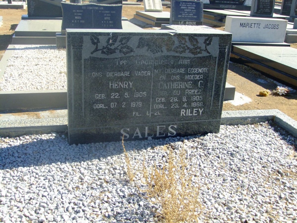 SALES Henry 1905-1979 &amp; Catherine C. DU PREEZ 1905-1968