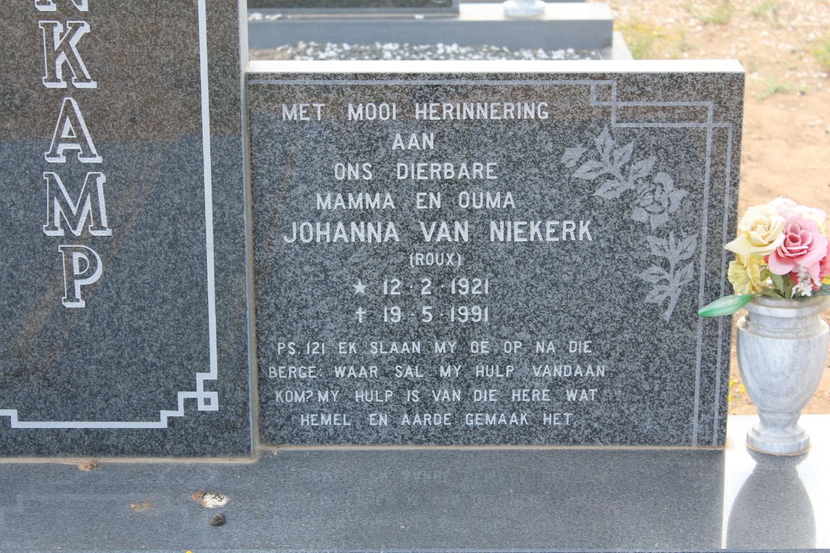 STEENKAMP Johanna Van Niekerk nee ROUX 1921-1991