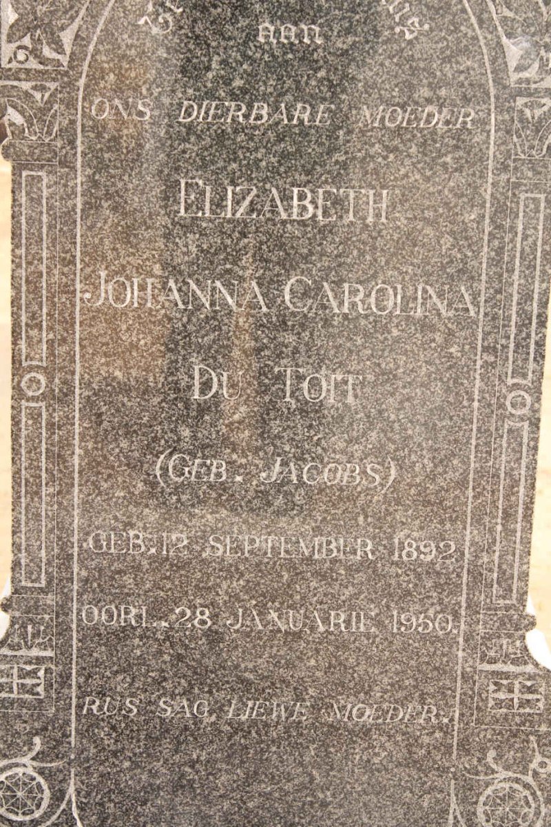 TOIT Johanna Carolina, du nee JACOBS 1892-1950
