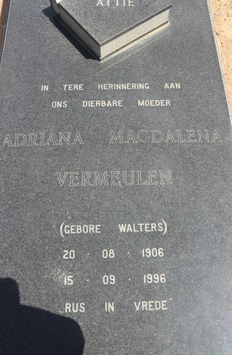 VERMEULEN Adriana Magdalena nee WALTERS 1906-1996
