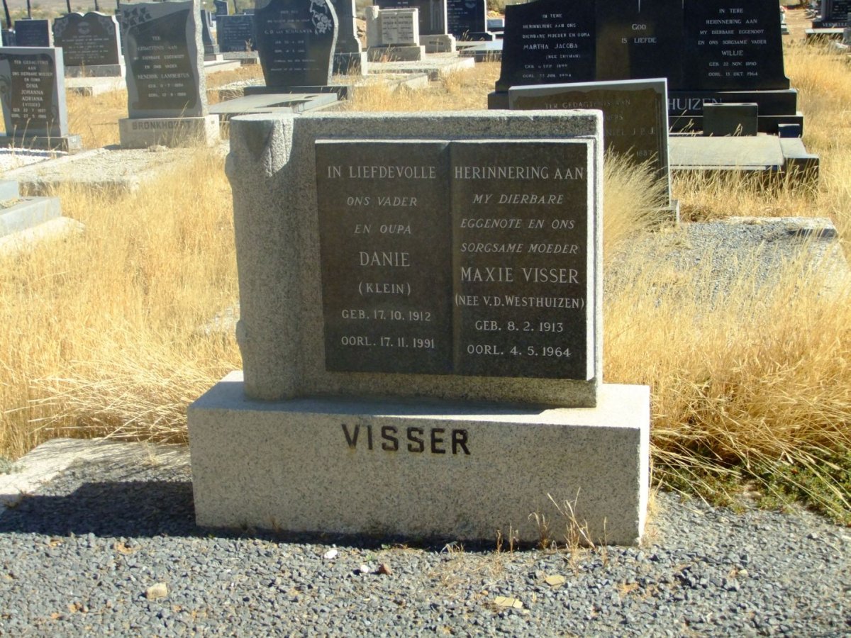 VISSER Danie 1912-1991 &amp; Maxie V.D. WESTHUIZEN 1913-1964