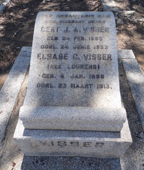 VISSER Gert J.A. 1863-1953 &amp; Elsabe C. LOURENS 1866-1913