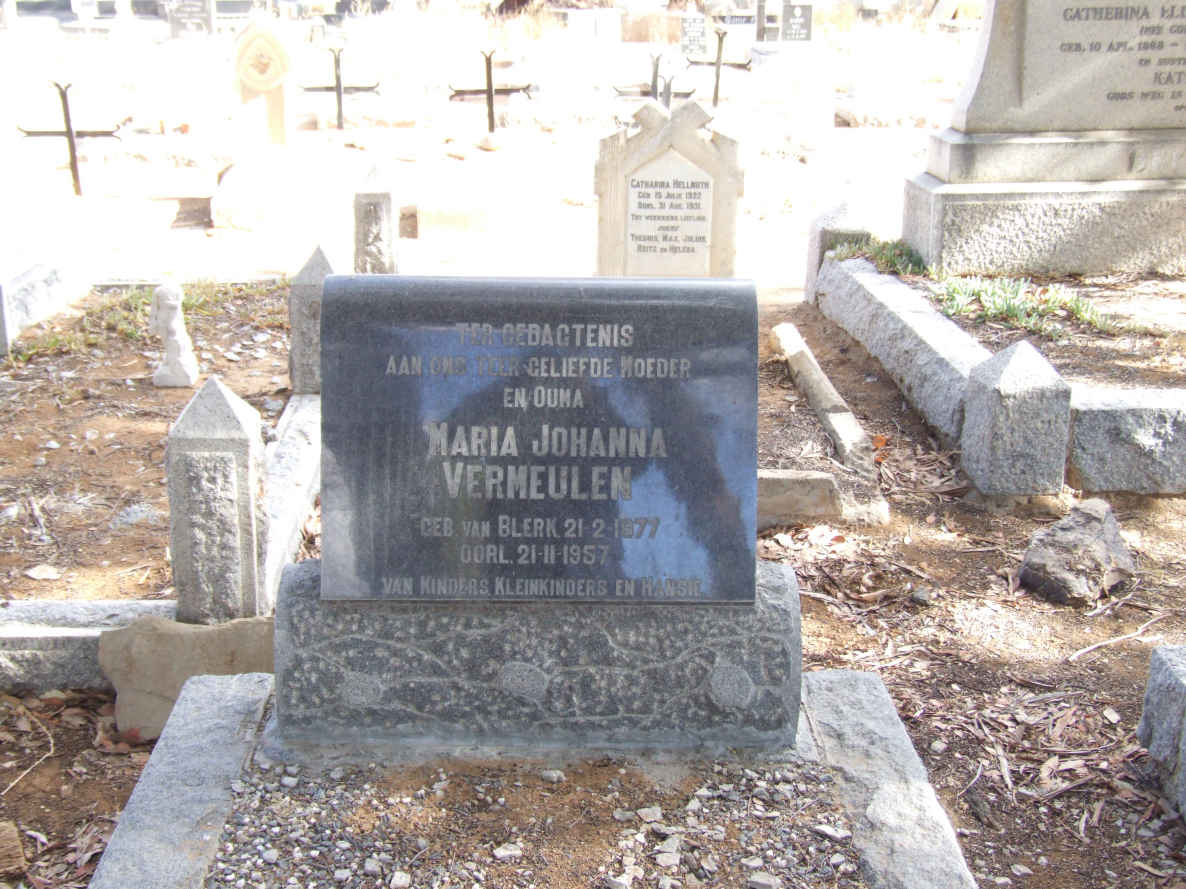 VERMEULEN Maria Johanna nee DE KLERK 1877-1957