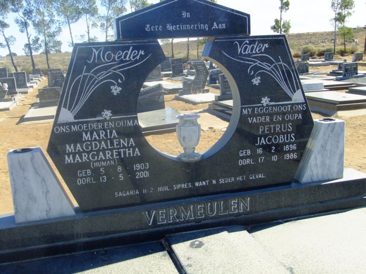 VERMEULEN Petrus Jacobus 1896-1986 &amp; Maria Magdalena Margaretha HUMAN 1903-2001