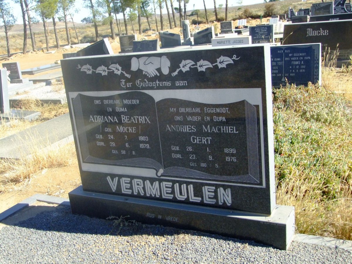 VERMEULEN Andries Machiel Gert 1899-1976 &amp; Adriana Beatrix MOCKE 1903-1979
