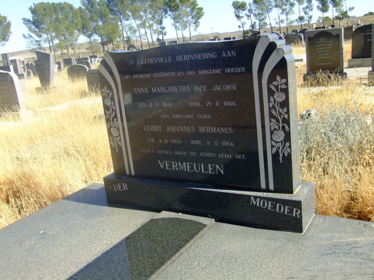 VERMEULEN Gerrit Johannes Hermanus 1900-1984 &amp; Anna Margaretha JACOBS 1899-1966