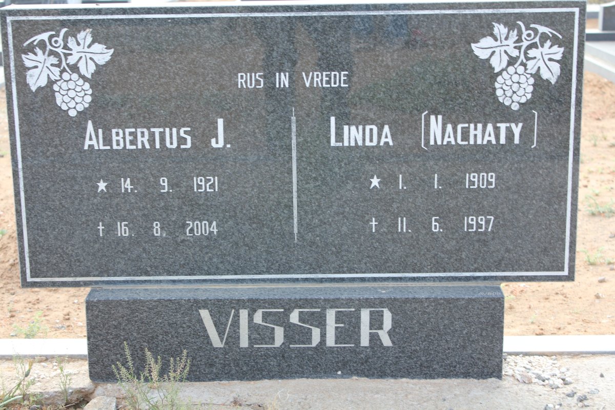 VISSER Albertus J. 1921-2004 &amp; Linda NACHATY 1909-1997