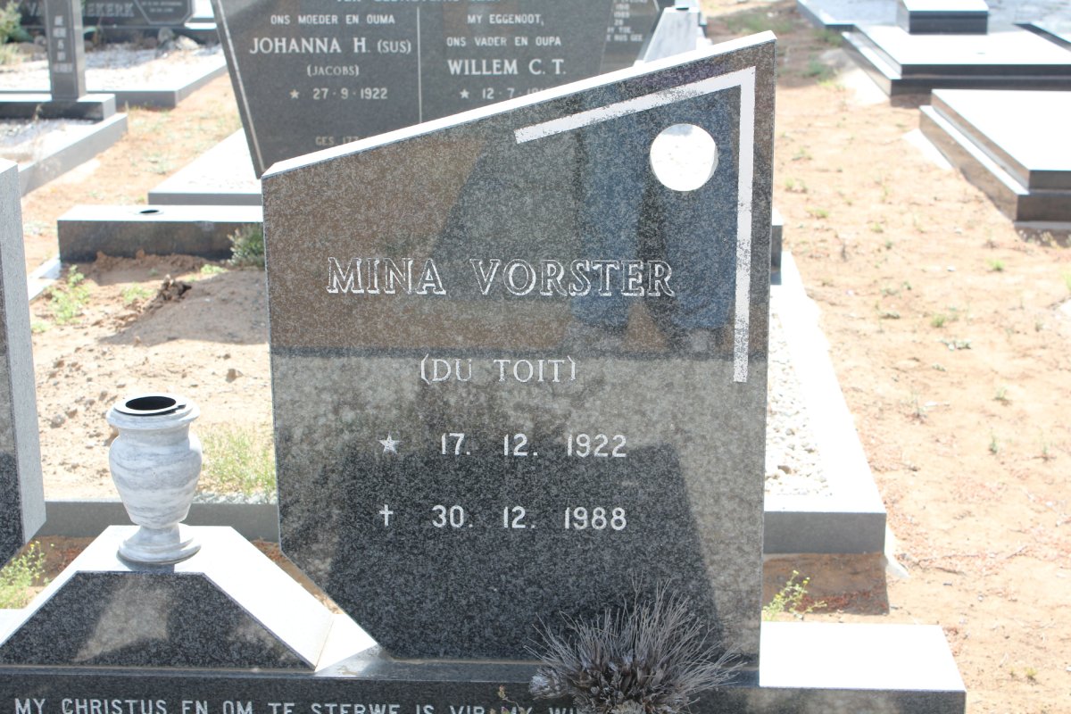 VORSTER Mina nee DU TOIT 1922-1988