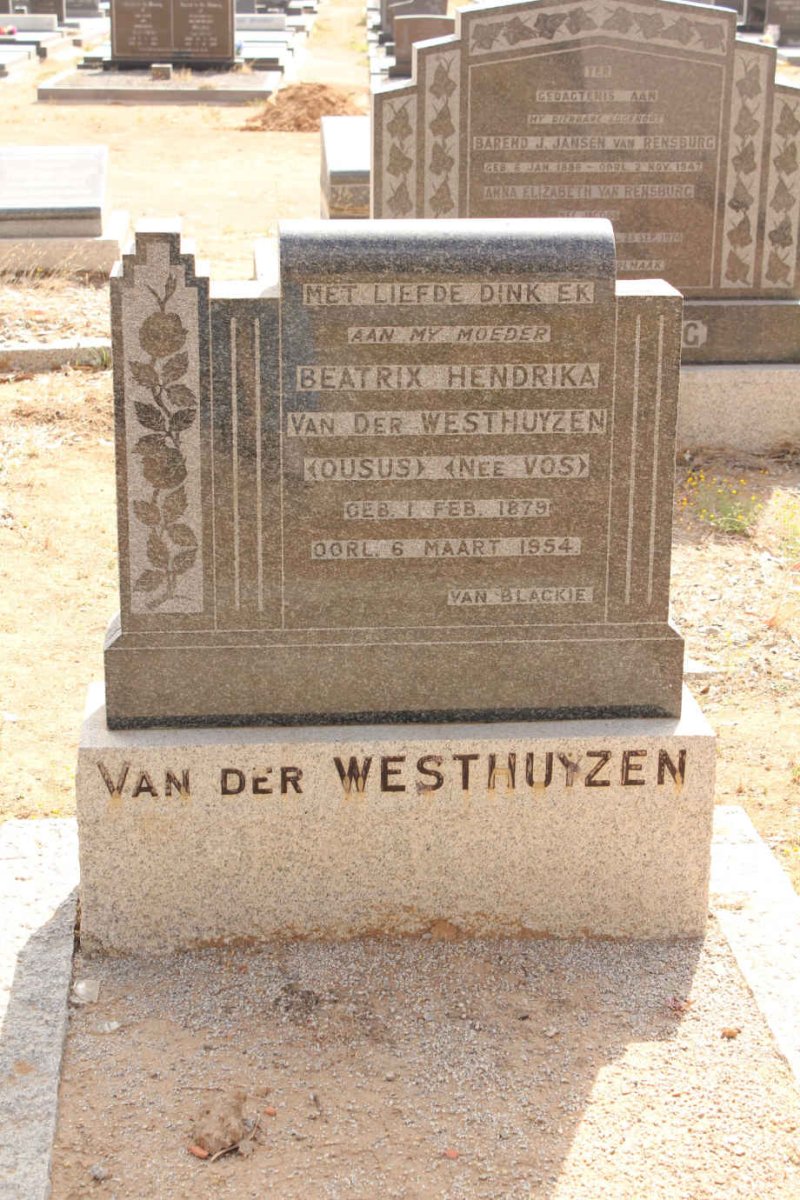 WESTHUYZEN Beatrix Hendrika, van der nee VOS 1878-1954