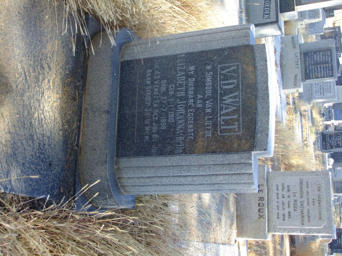 WALT Elizabeth Johanna, v.d. 1910-1958