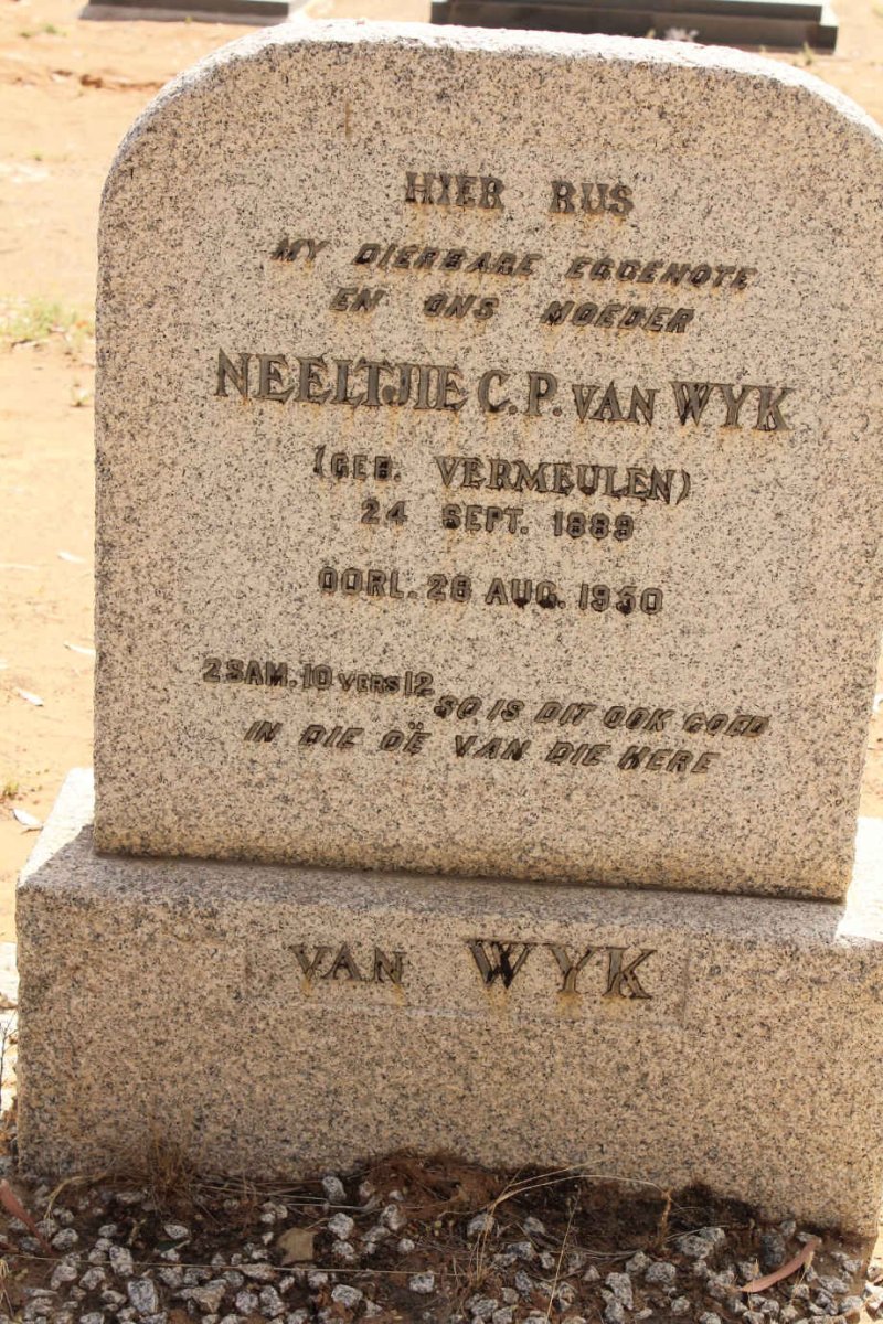 WYK Neeltjie C.P., van nee VERMEULEN 1889-1950