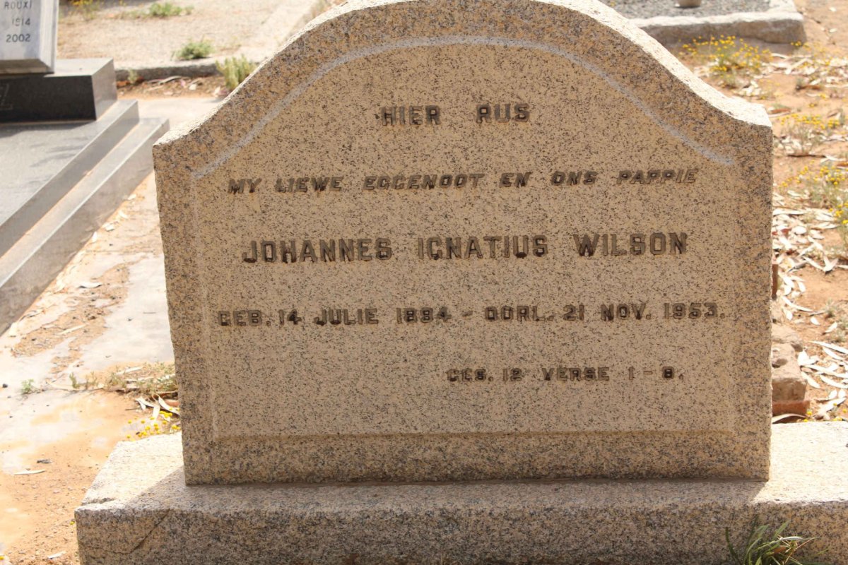 WILSON Johannes Ignatius 1884-1953