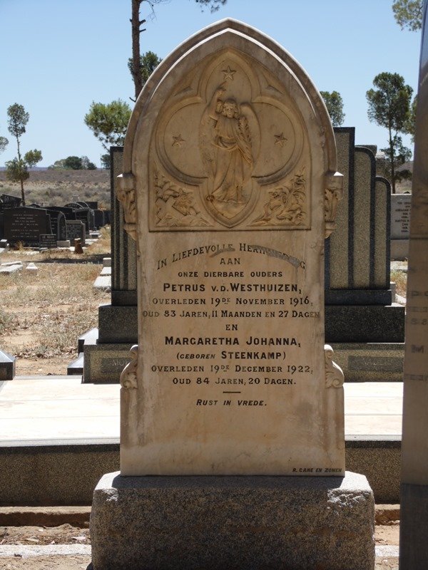 WESTHUIZEN Petrus, v.d -1916 &amp; Margaretha Johanna STEENKAMP - 1922