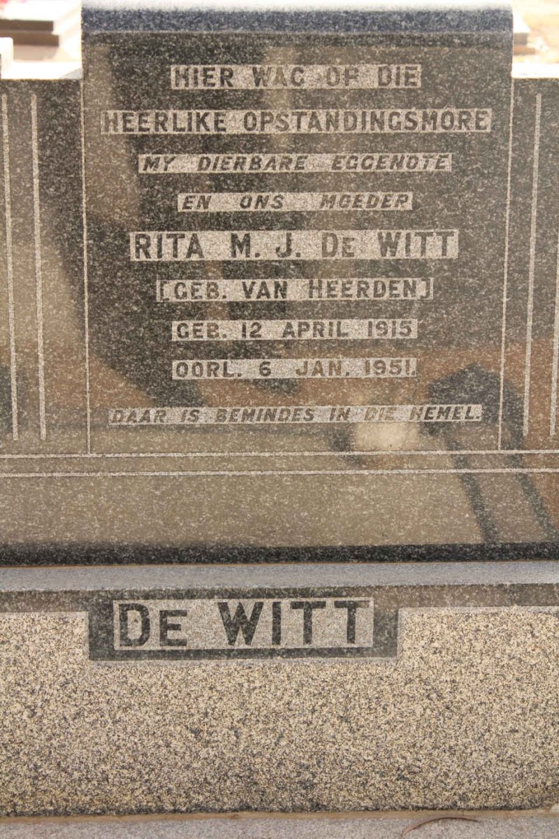 WITT Rita M.J., de nee VAN HEERDEN 1915-1951